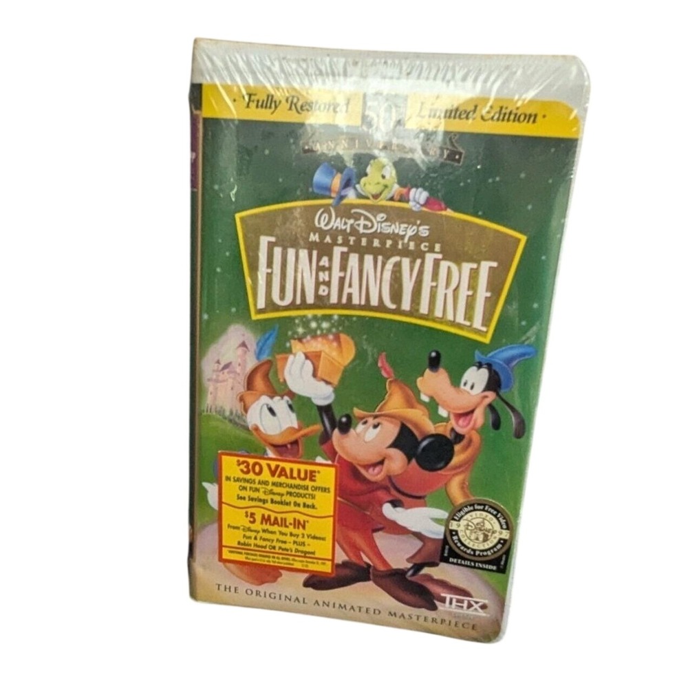 Disney Fun and Fancy Free VHS 50th Anniversary Limited Edition‎ Sealed THX 1997